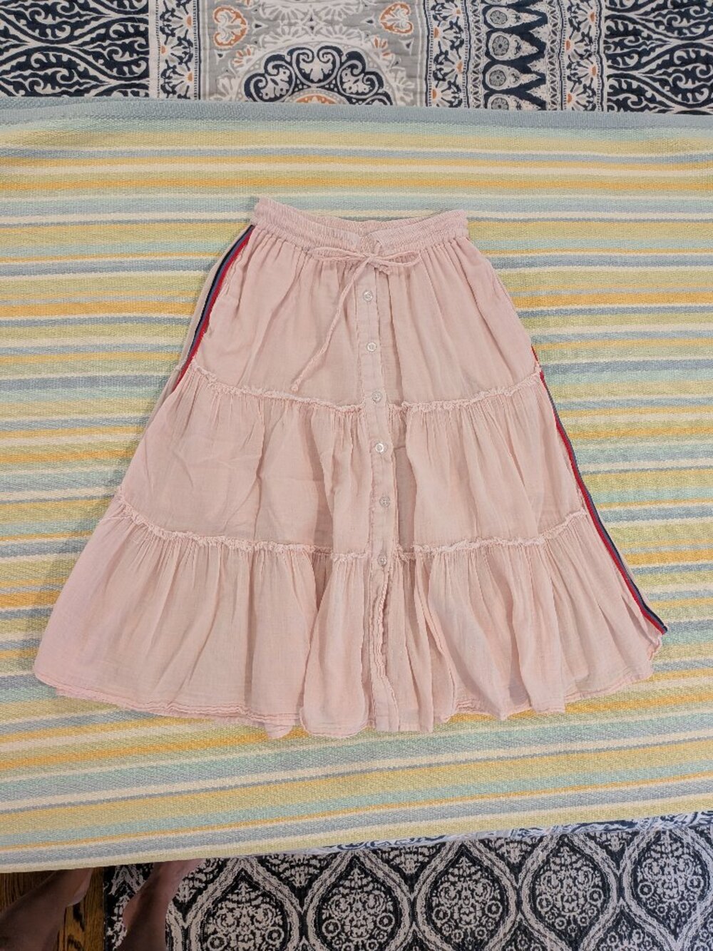 ⭐ Sundry Pink Side Striped Tiered Cotton Skirt size 0